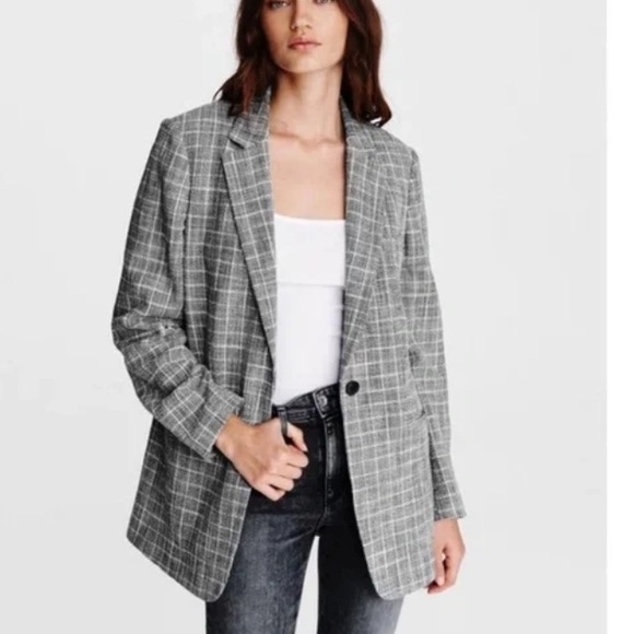 rag & bone Jackets & Blazers - RAG & BONE designer gray checkered s plaid suit blazer jacket luxury NWT sz 6